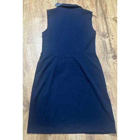 Tommy Hilfiger Women's Navy Blue Collared V-neck Zipper Midi Dress Size 4 NWT - Picture 4 of 5